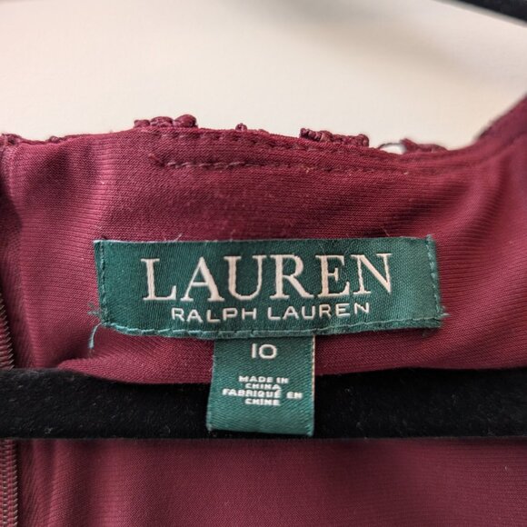 Lauren Ralph Lauren Floral Purple Dress with V-Neck Size 10 - Picture 2 of 8